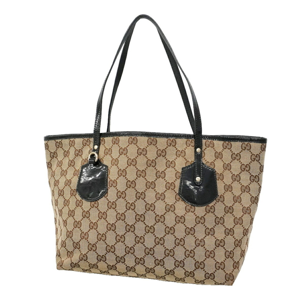 Gucci GG Canvas Tote Bag 211976, Brown Canvas, Women's, P3459601